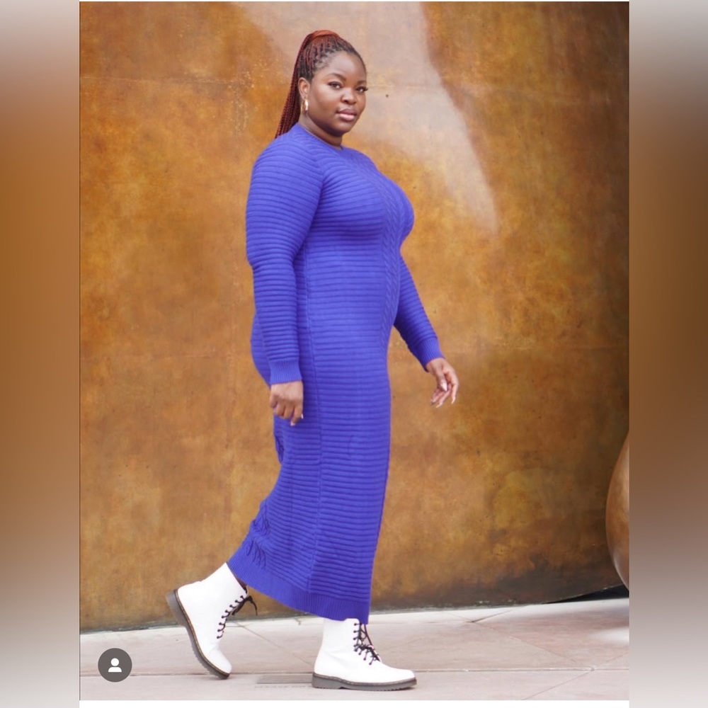 Rebdolls Royal Blue Knitted Bodycon Maxi